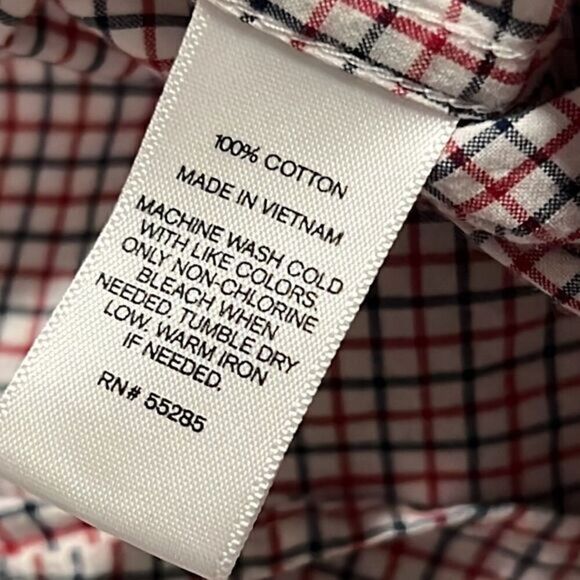 Express Red White Blue Check Button Up Mens Shirt Size Small 14/14 1/2 - Picture 8 of 13